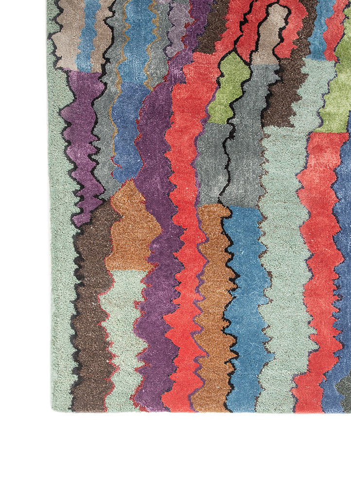 weaver art reserve red and orange wool hand tufted Rug - Corner