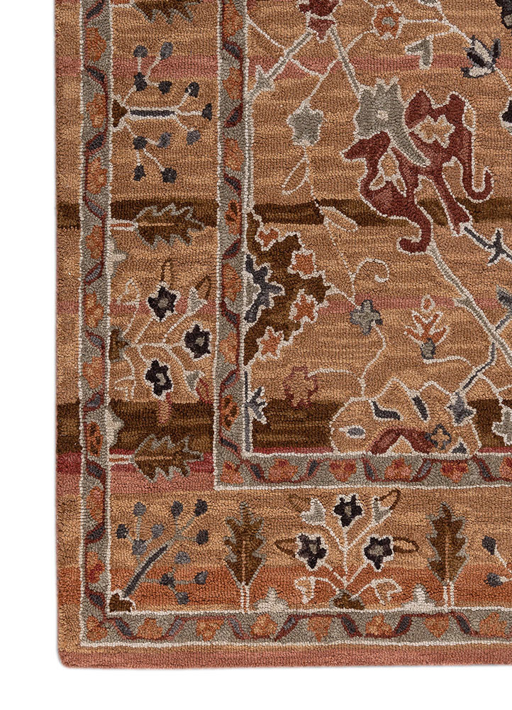 mythos red and orange wool hand tufted Rug - Corner