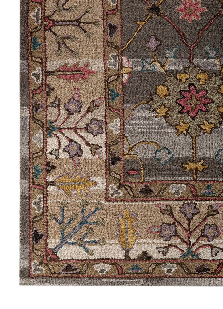 mythos grey and black wool hand tufted Rug - Corner