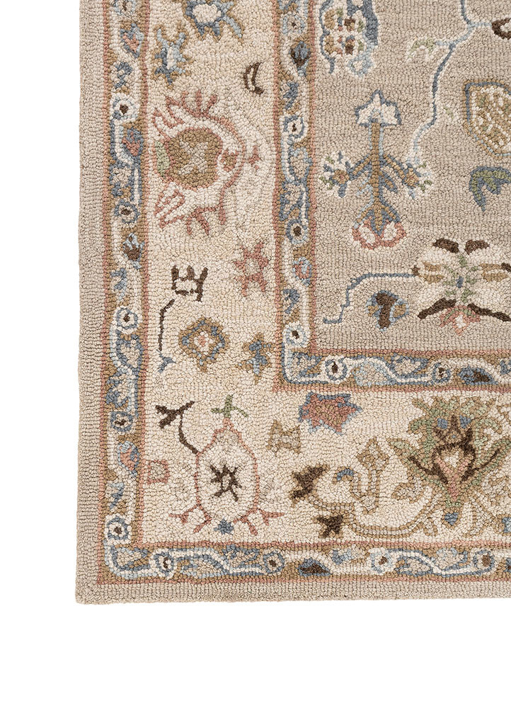 kasbah green wool hand tufted Rug - Corner