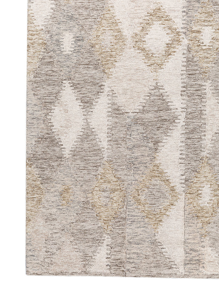 modo beige and brown wool hand tufted Rug - Corner