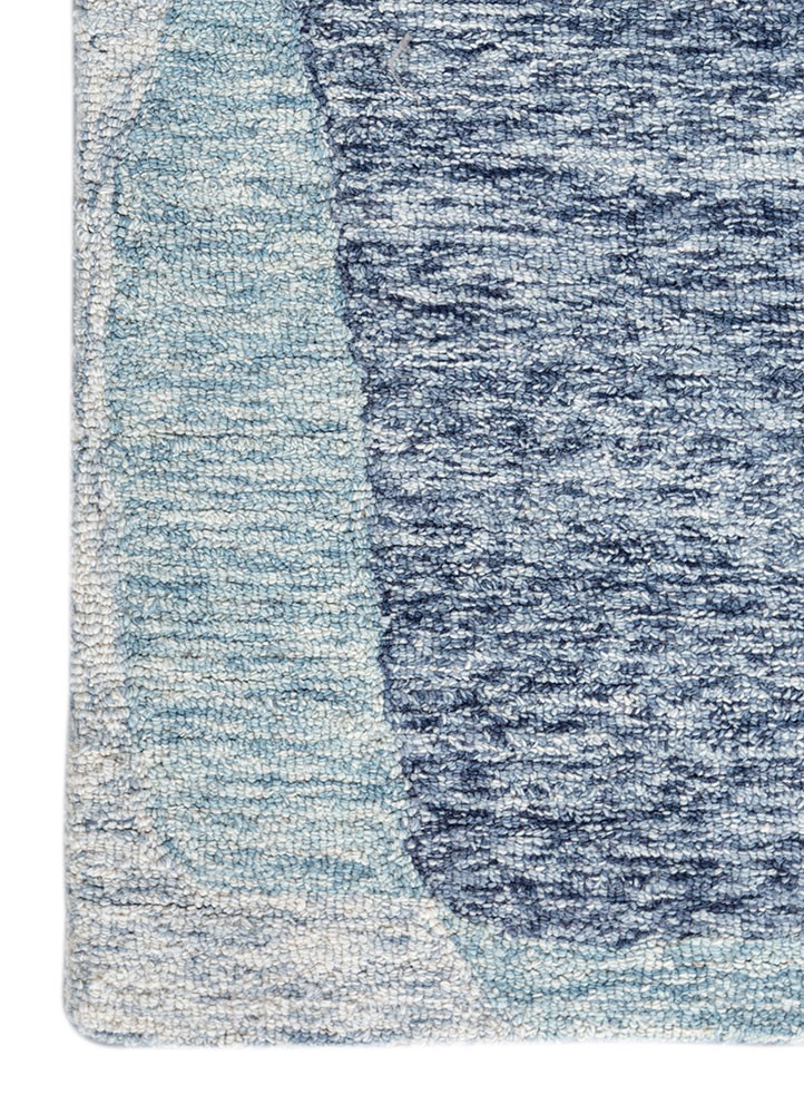 pathways blue wool hand tufted Rug - Corner pathways blue wool hand tufted Rug - Corner