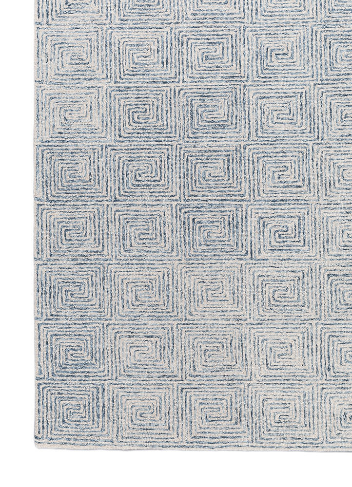 pathways blue wool hand tufted Rug - Corner pathways blue wool hand tufted Rug - Corner