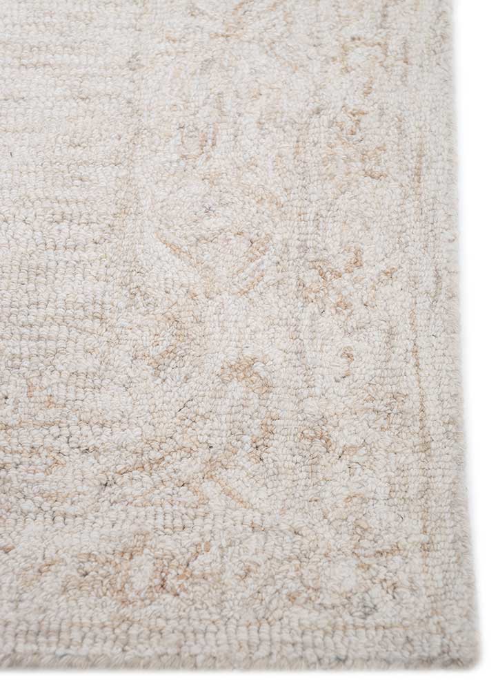 imara ivory wool hand tufted Rug - Corner