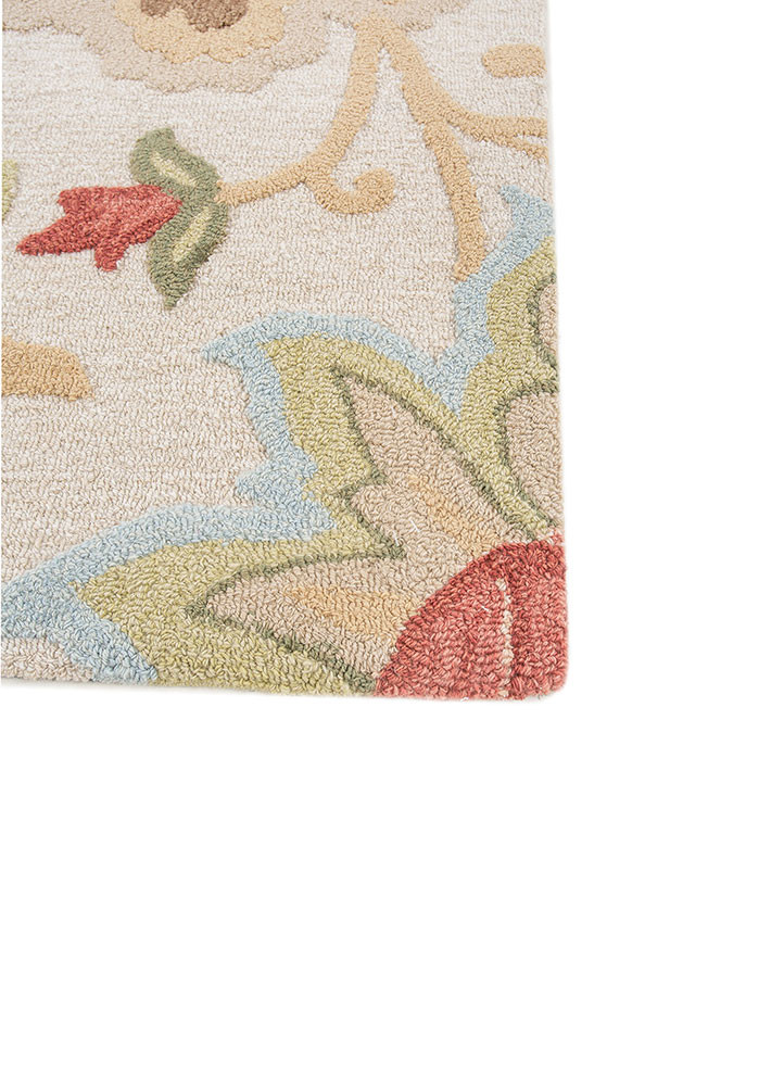 hacienda ivory wool hand tufted Rug - Corner