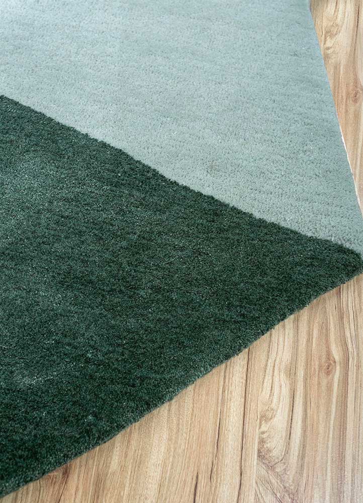 come around blue wool and viscose hand tufted Rug - Corner come around blue wool and viscose hand tufted Rug - Corner