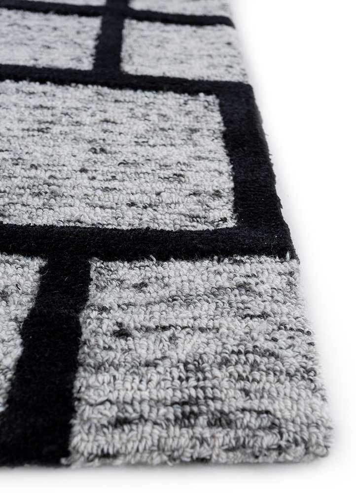 contour grey and black wool and viscose hand tufted Rug - Corner