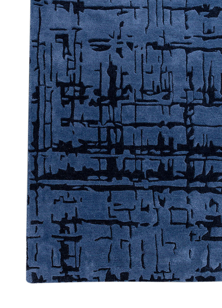 genesis blue wool and viscose hand tufted Rug - Corner