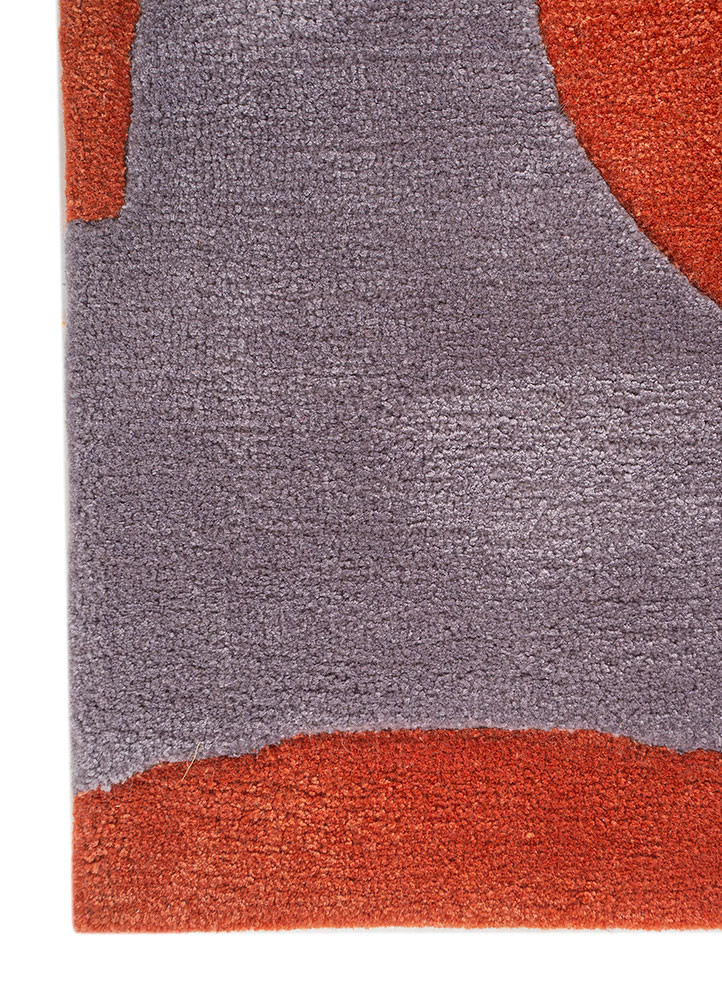 white noise red and orange wool and viscose hand tufted Rug - Corner