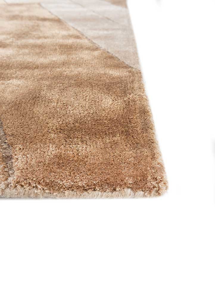 acar beige and brown wool and viscose hand tufted Rug - Corner