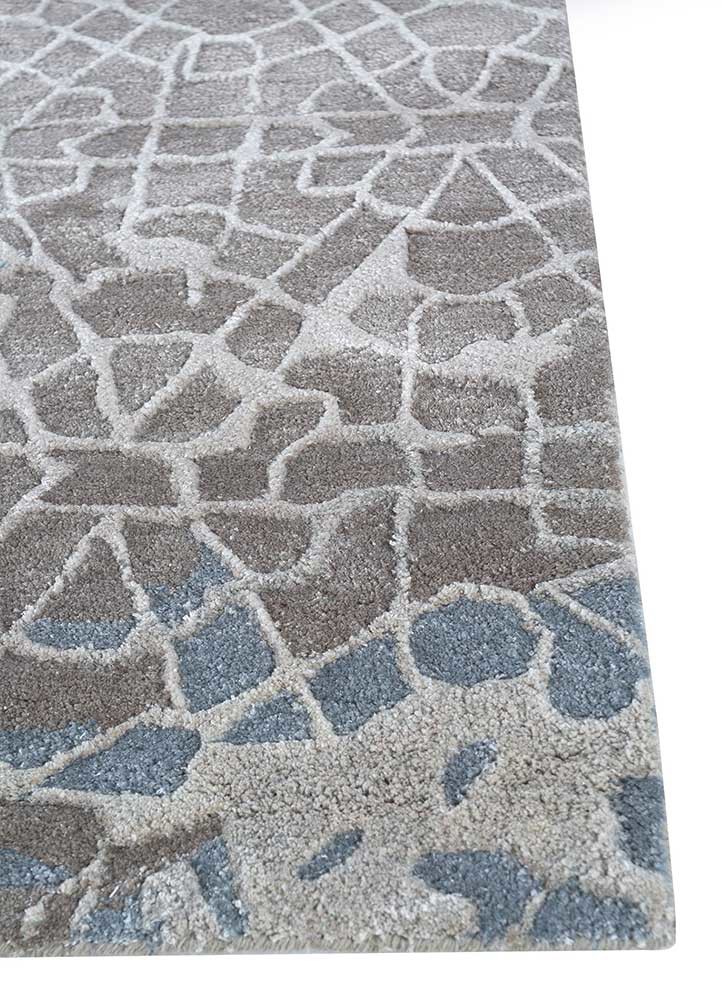 mythos grey and black wool and viscose hand tufted Rug - Corner