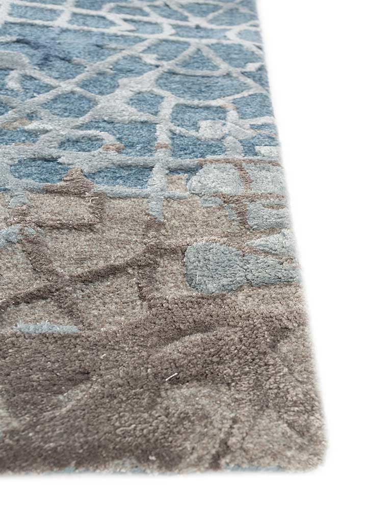 mythos blue wool and viscose hand tufted Rug - Corner