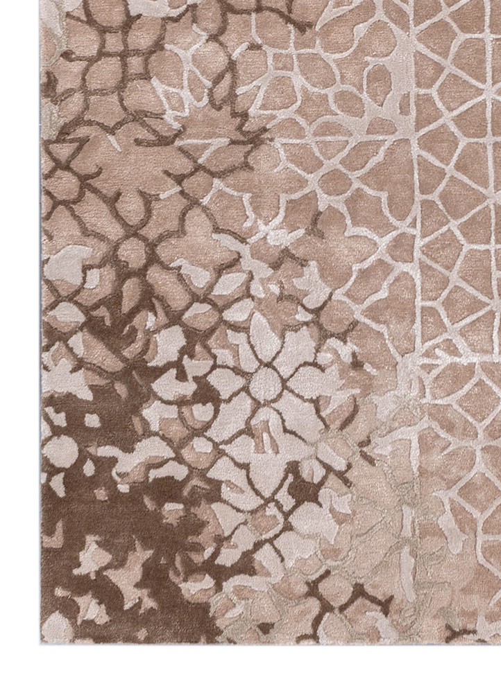 mythos beige and brown wool and viscose hand tufted Rug - Corner