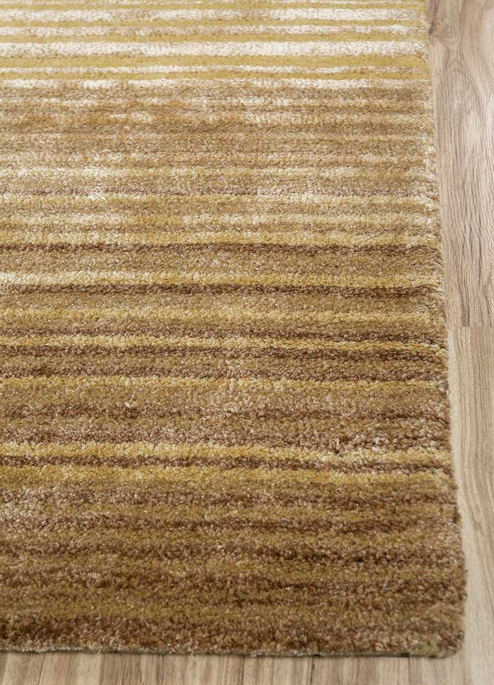 white noise gold wool and viscose hand tufted Rug - Corner