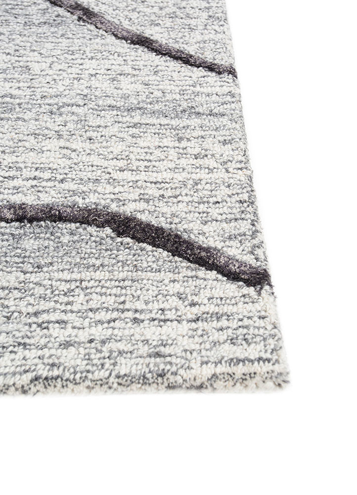 acar grey and black wool and viscose hand tufted Rug - Corner acar grey and black wool and viscose hand tufted Rug - Corner