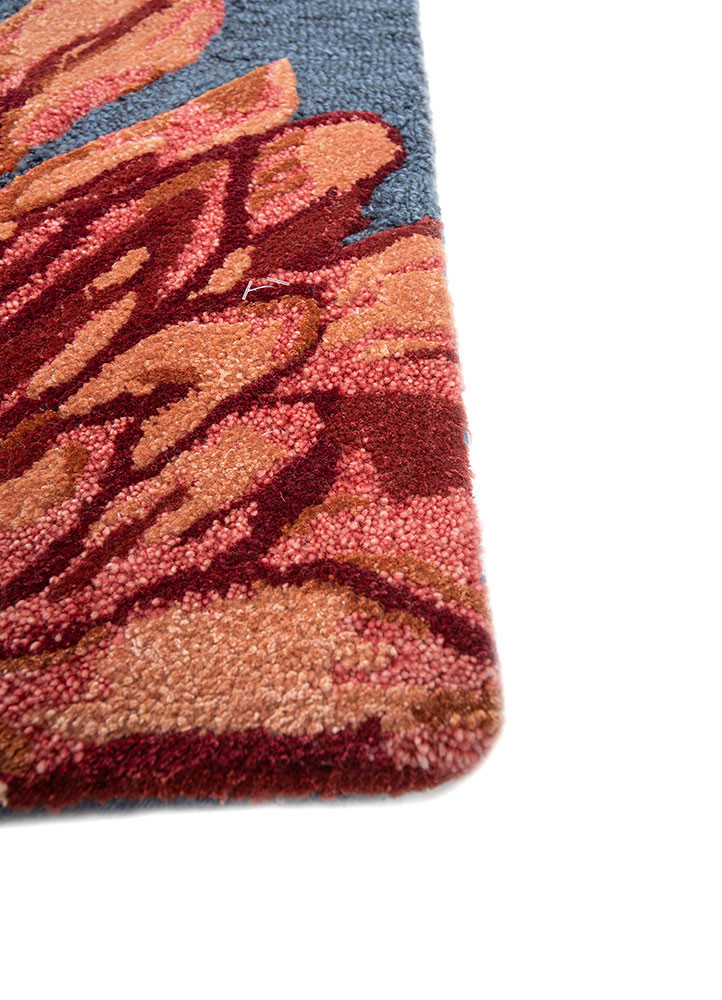 hacienda blue wool and viscose hand tufted Rug - Corner