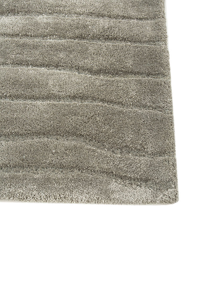 cera blue wool and viscose hand tufted Rug - Corner