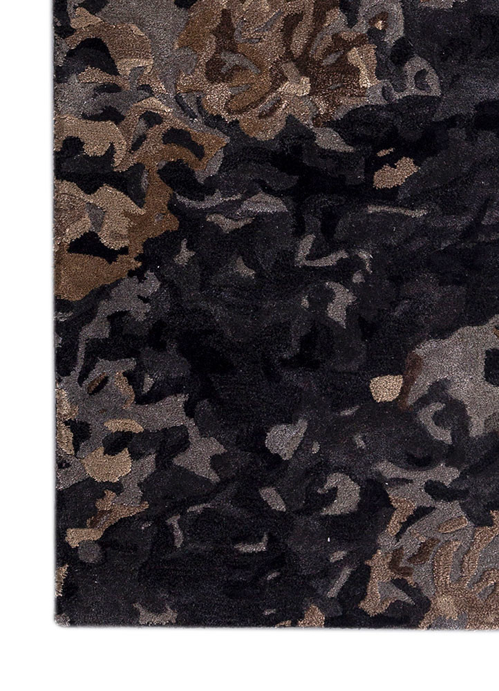white noise grey and black wool and viscose hand tufted Rug - Corner