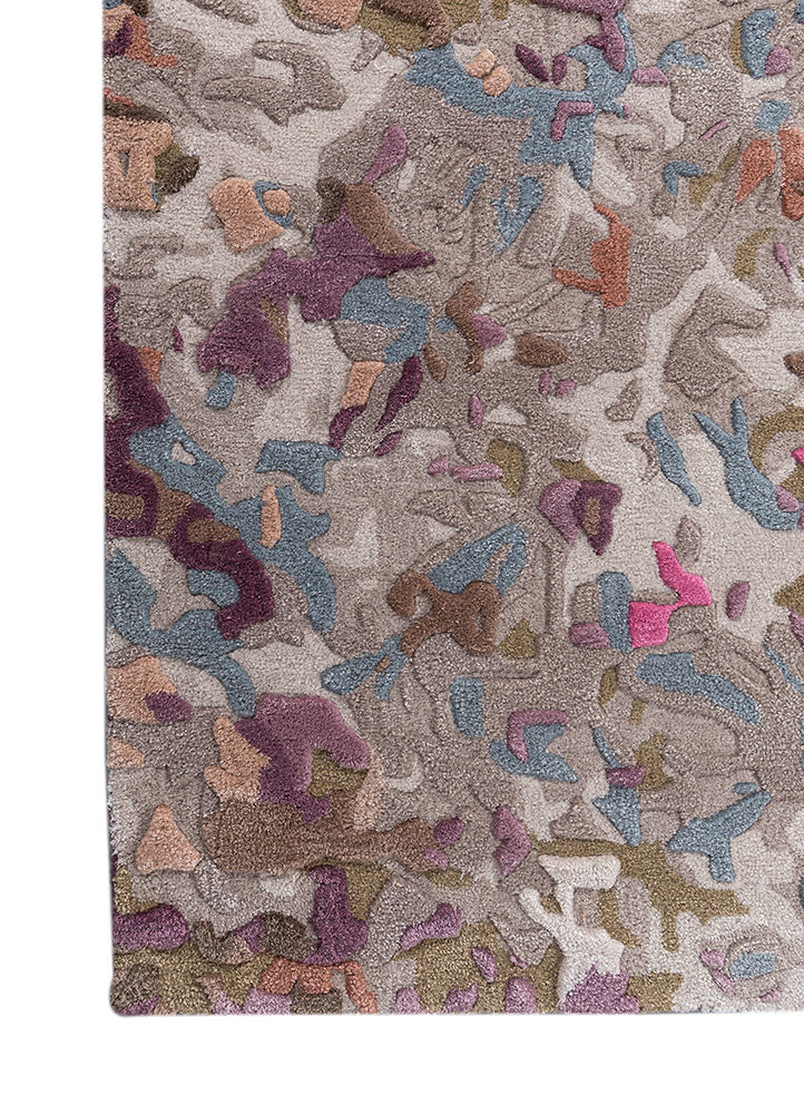 white noise pink and purple wool and viscose hand tufted Rug - Corner white noise pink and purple wool and viscose hand tufted Rug - Corner