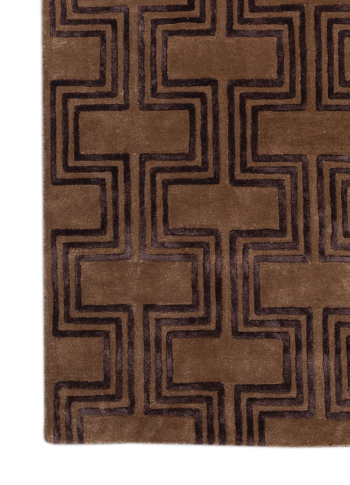 contour beige and brown wool and viscose hand tufted Rug - Corner