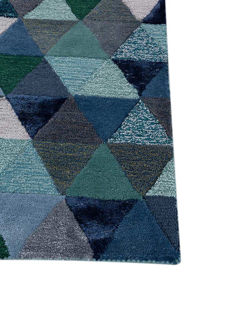 caliedo blue wool and viscose hand tufted Rug - Corner