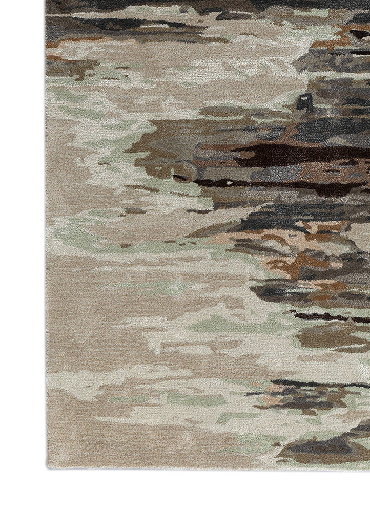 genesis green wool and viscose hand tufted Rug - Corner