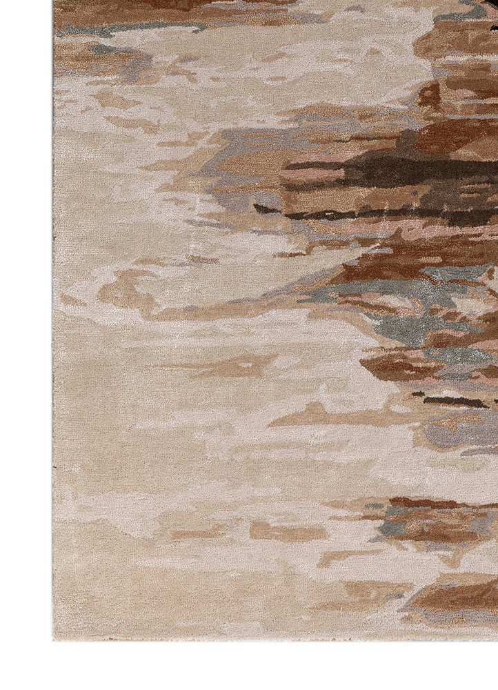 genesis beige and brown wool and viscose hand tufted Rug - Corner