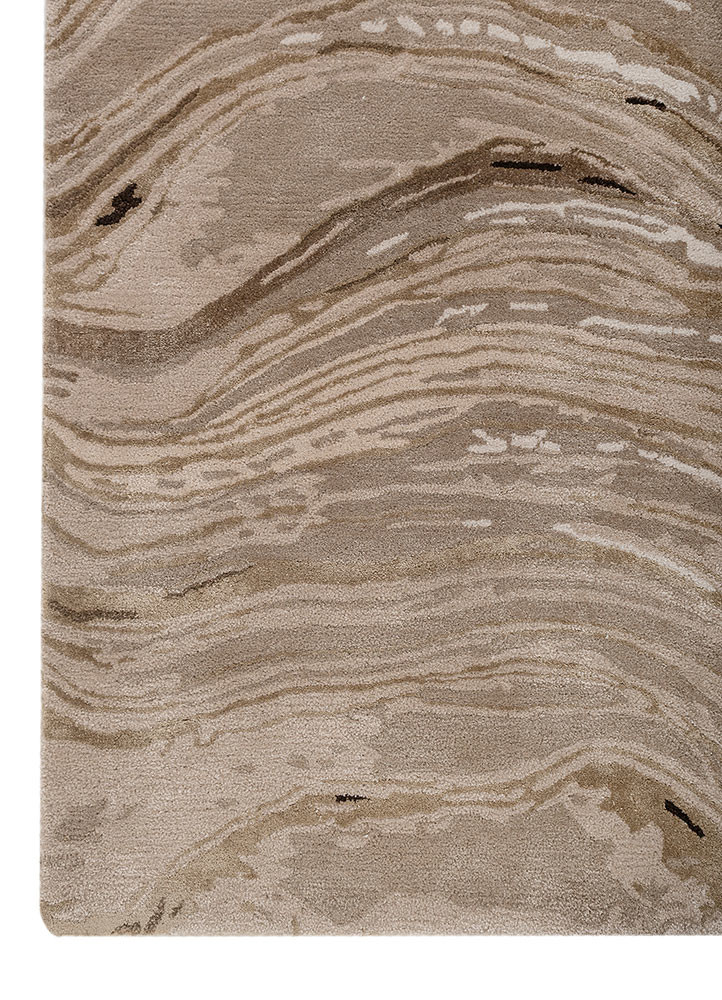 genesis beige and brown wool and viscose hand tufted Rug - Corner