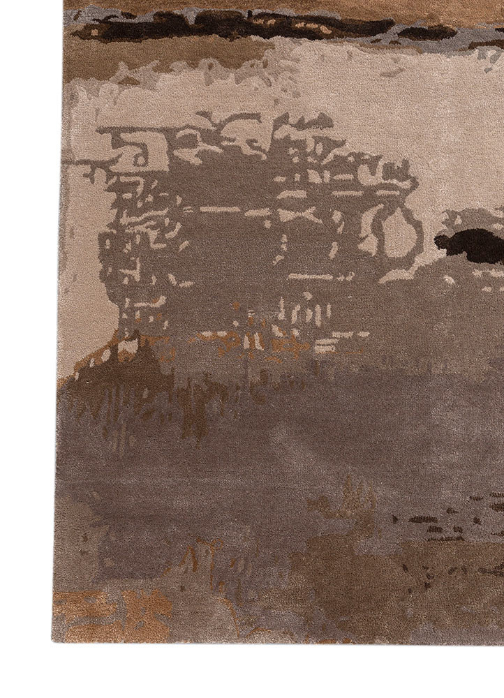 genesis ivory wool and viscose hand tufted Rug - Corner