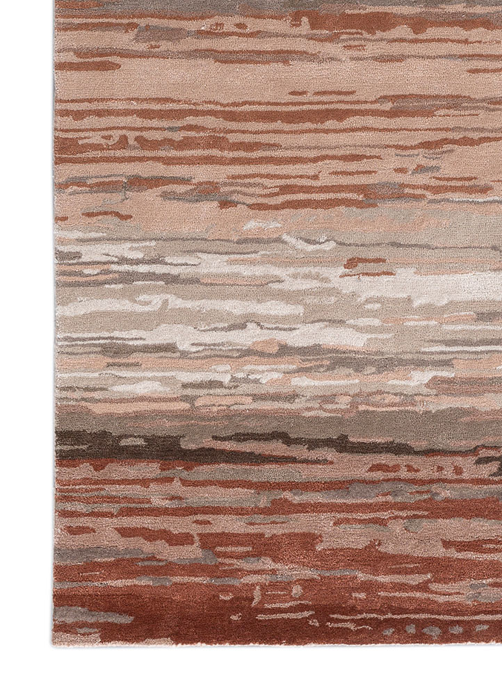 genesis red and orange wool and viscose hand tufted Rug - Corner