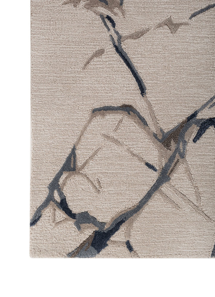 genesis ivory wool and viscose hand tufted Rug - Corner