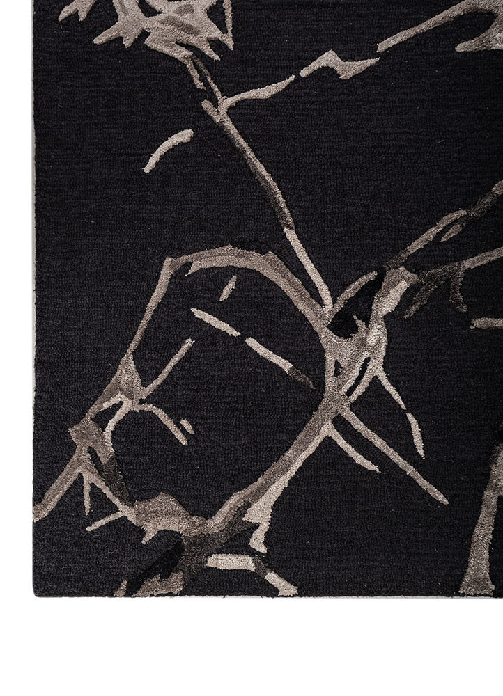 genesis grey and black wool and viscose hand tufted Rug - Corner
