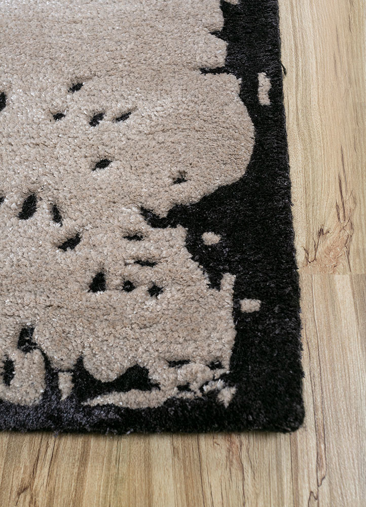 white noise ivory wool and viscose hand tufted Rug - Corner white noise ivory wool and viscose hand tufted Rug - Corner