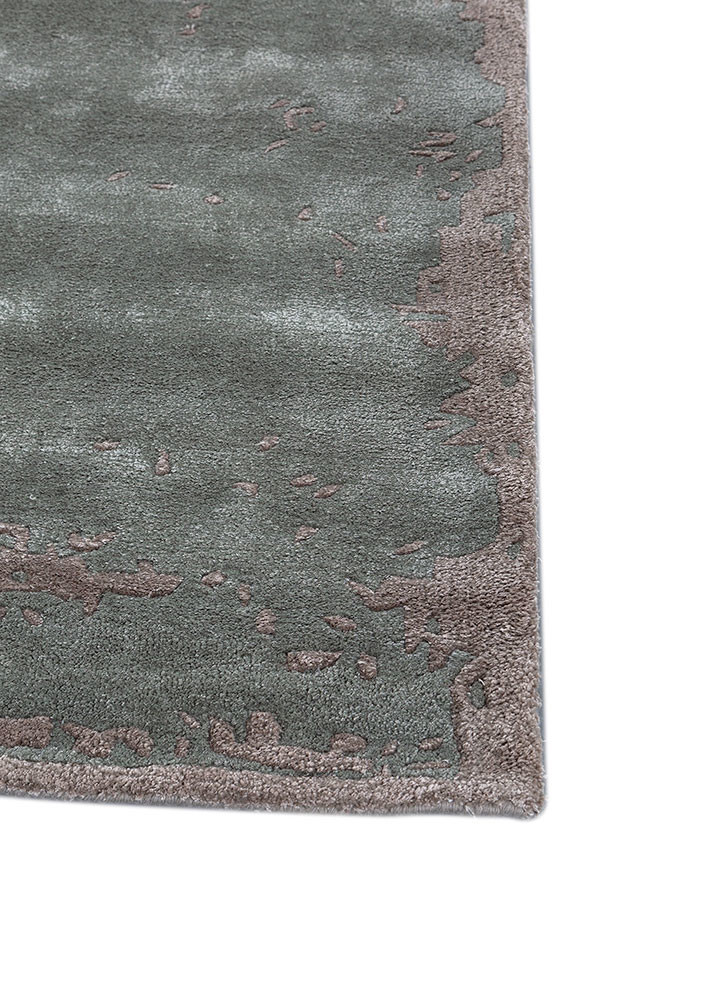 white noise blue wool and viscose hand tufted Rug - Corner