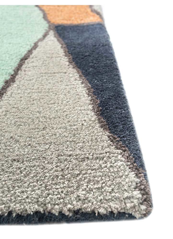 acar blue wool and viscose hand tufted Rug - Corner