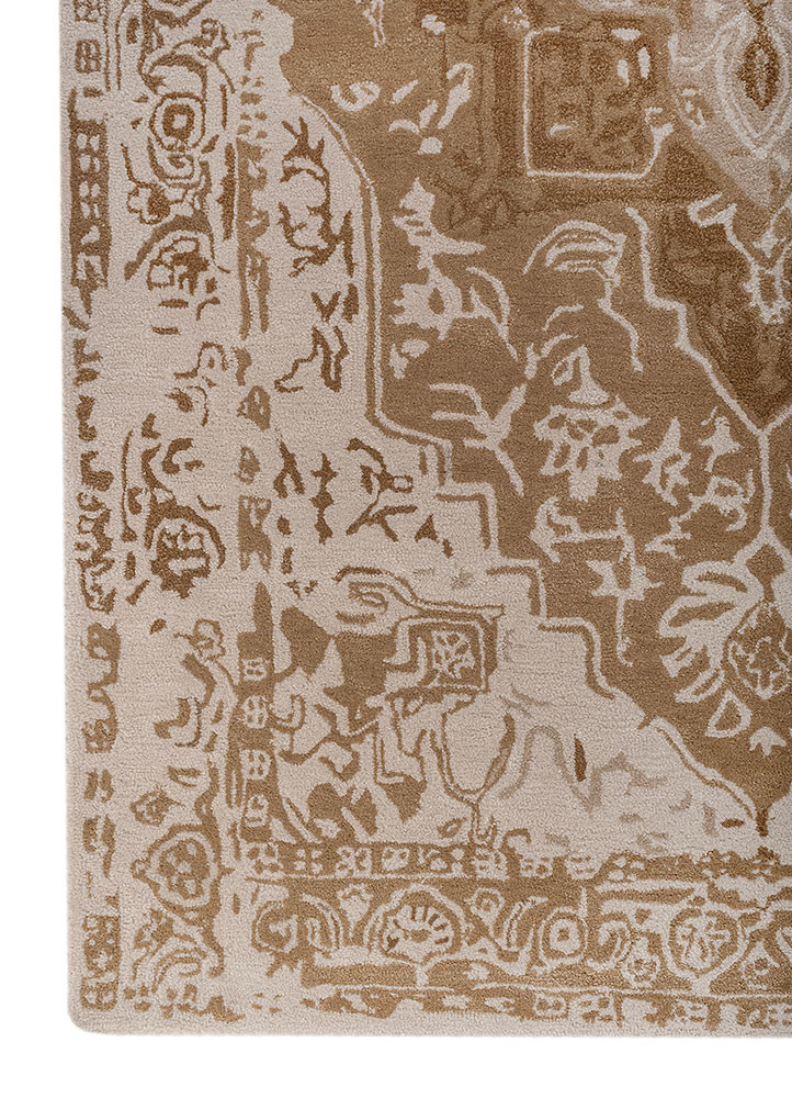 mythos beige and brown wool and viscose hand tufted Rug - Corner