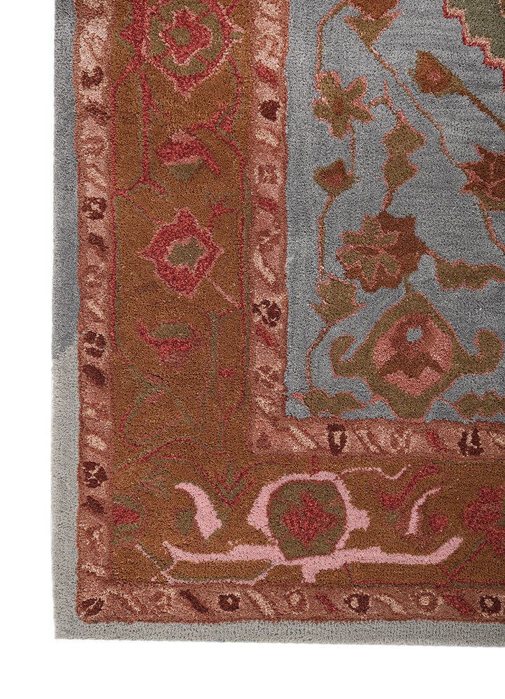 kasbah red and orange wool and viscose hand tufted Rug - Corner