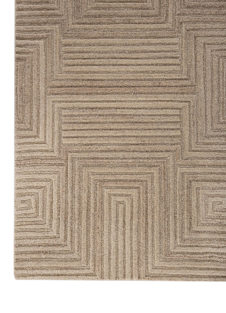 contour beige and brown wool hand tufted Rug - Corner contour beige and brown wool hand tufted Rug - Corner