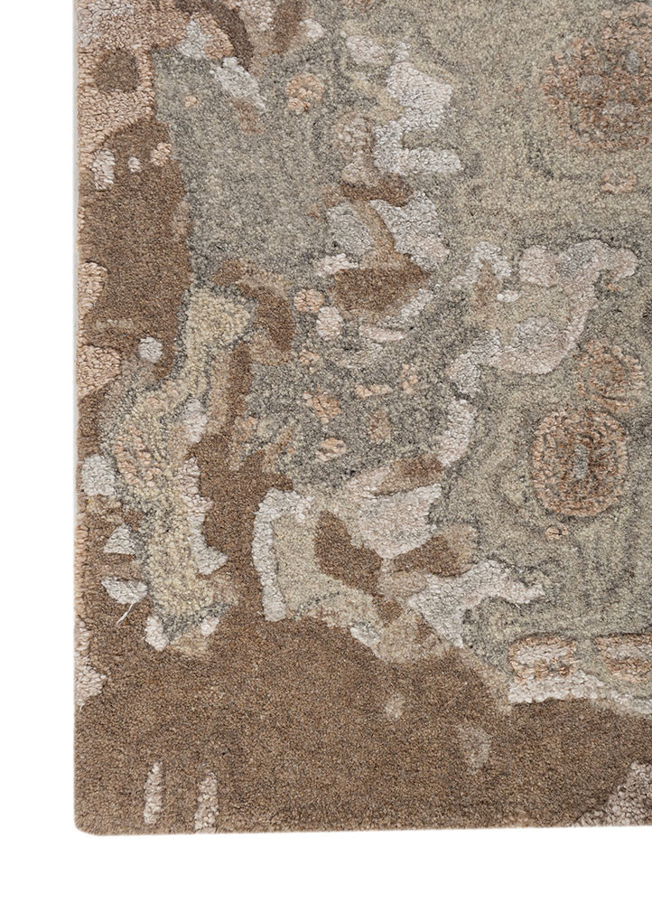 genesis grey and black wool and bamboo silk hand tufted Rug - Corner