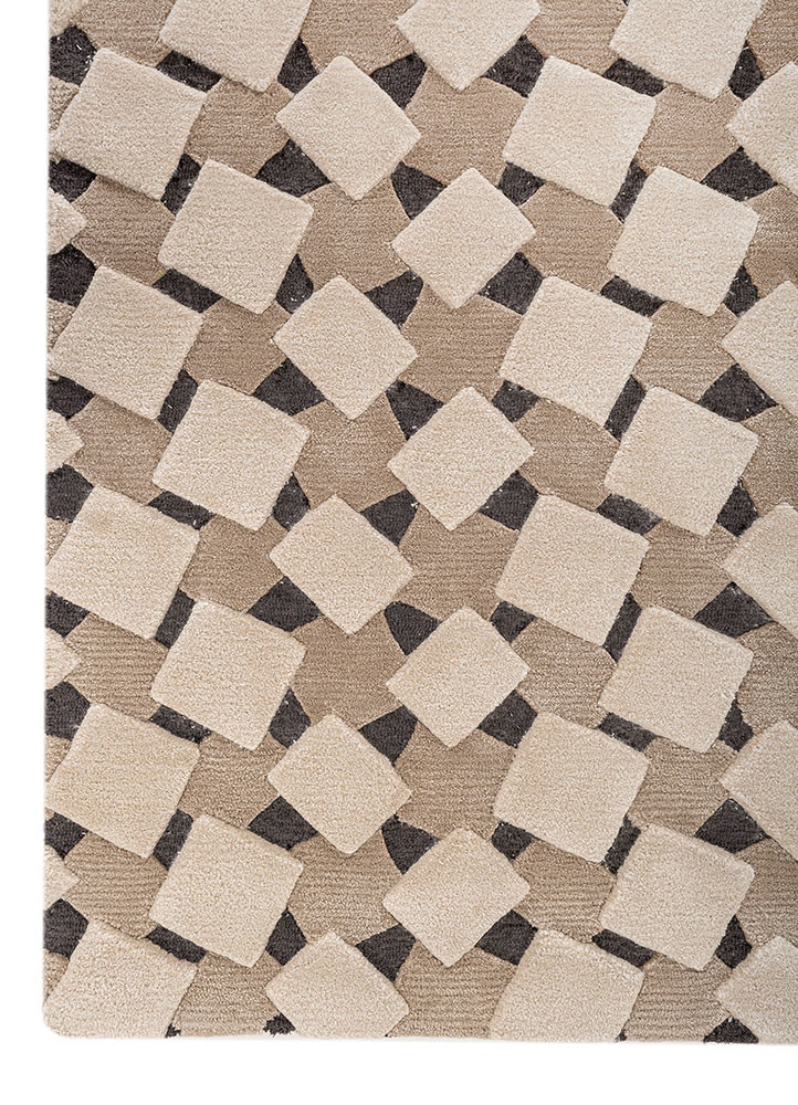 faces beige and brown wool and viscose hand tufted Rug - Corner