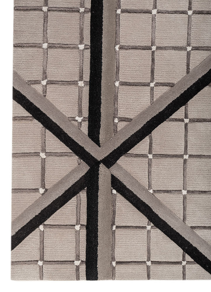 faces beige and brown wool and viscose hand tufted Rug - Corner