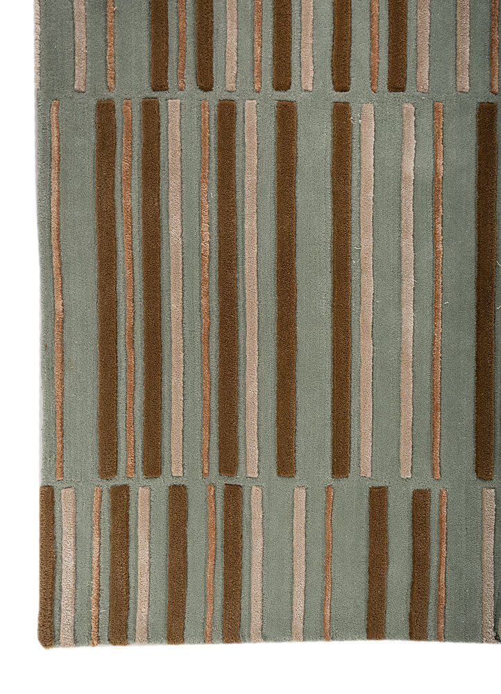 faces blue wool and viscose hand tufted Rug - Corner