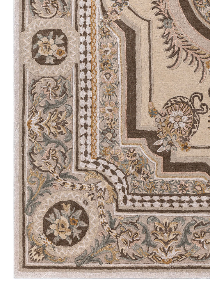 kora ivory wool and viscose hand tufted Rug - Corner