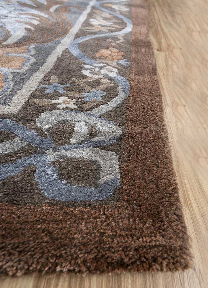kora beige and brown wool and viscose hand tufted Rug - Corner kora beige and brown wool and viscose hand tufted Rug - Corner