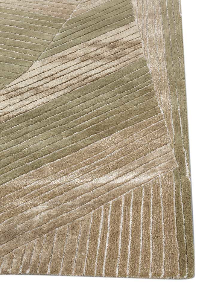 lucid green wool and viscose hand tufted Rug - Corner