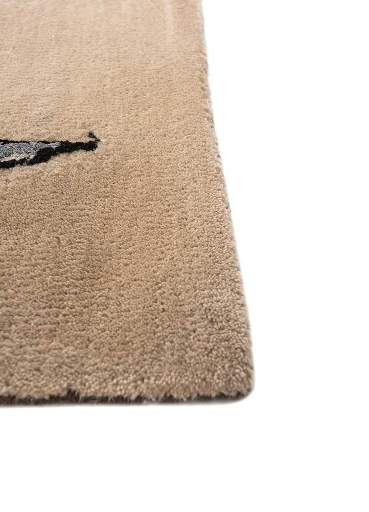 linear ivory wool and viscose hand tufted Rug - Corner