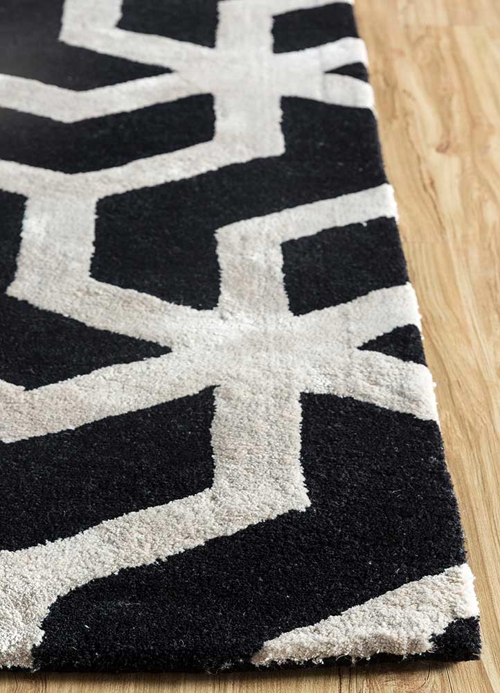 contour grey and black wool and viscose hand tufted Rug - Corner