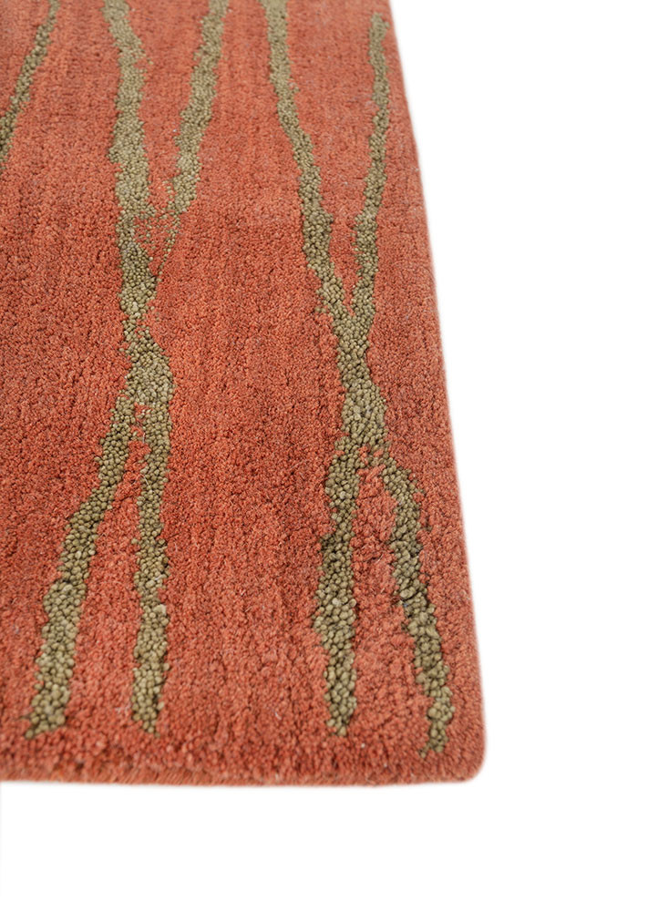 contour red and orange wool hand tufted Rug - Corner