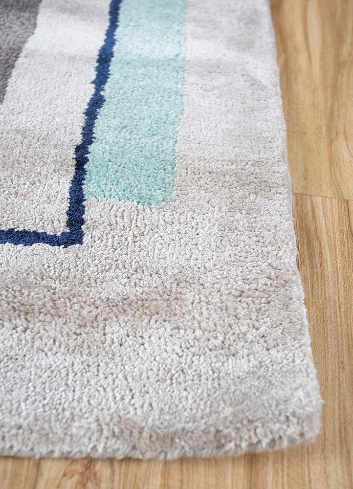 acar blue wool and viscose hand tufted Rug - Corner acar blue wool and viscose hand tufted Rug - Corner
