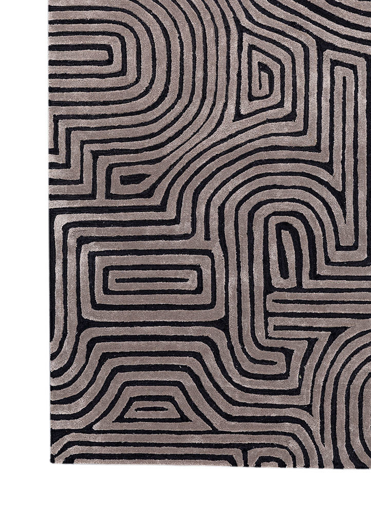 contour grey and black wool and viscose hand tufted Rug - Corner contour grey and black wool and viscose hand tufted Rug - Corner